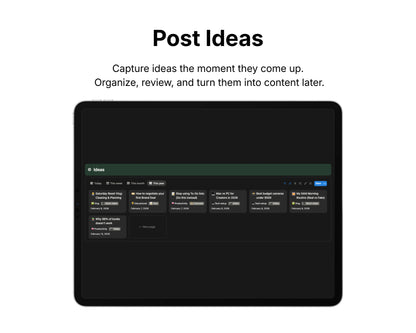 Digital interface for capturing ideas with a black background