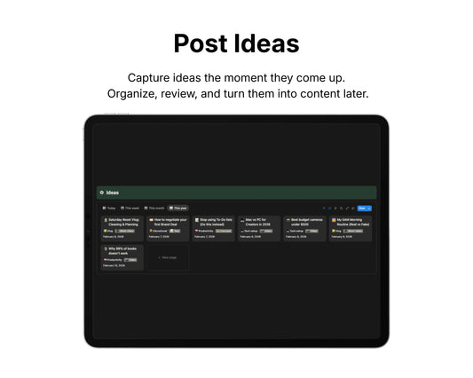 Digital interface for capturing ideas with a black background